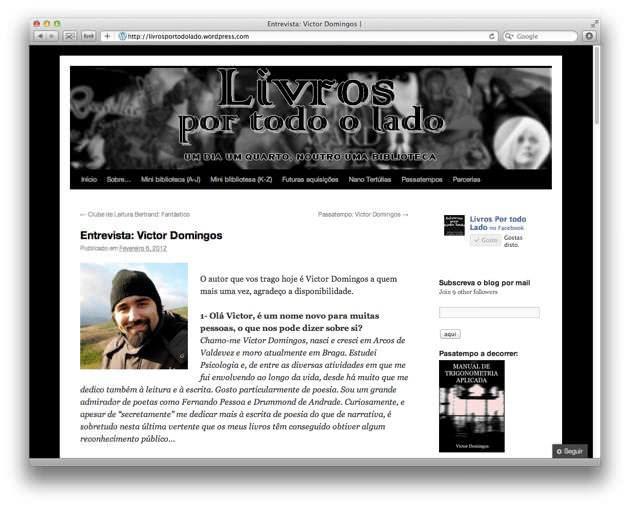 Entrevista no blog Livros Por Todo o Lado